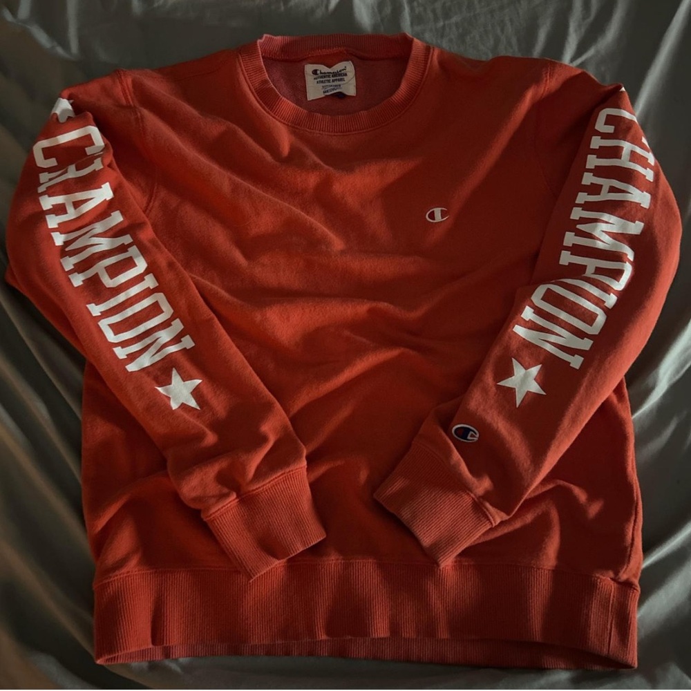 orange vintage champions crewneck